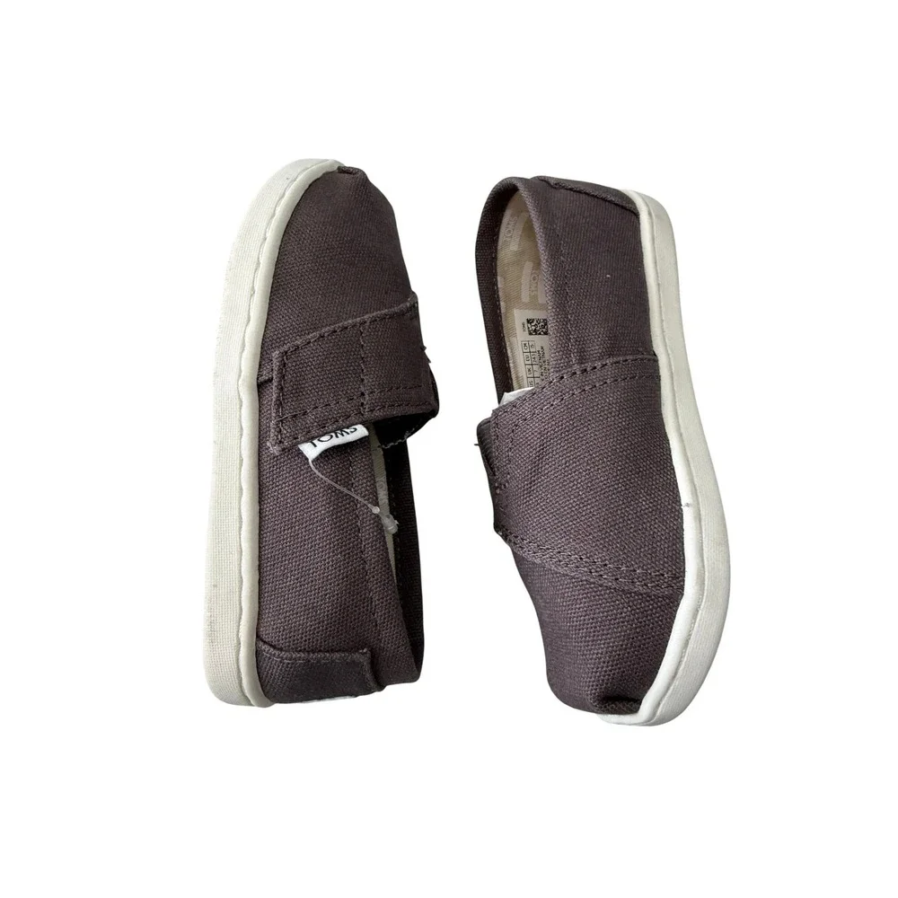TOMS Classic Ash Canvas‎ Toddler Slip On Tiny Shoes Grey Unisex Size 8C New